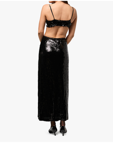 Straight Sequin Skirt | Black