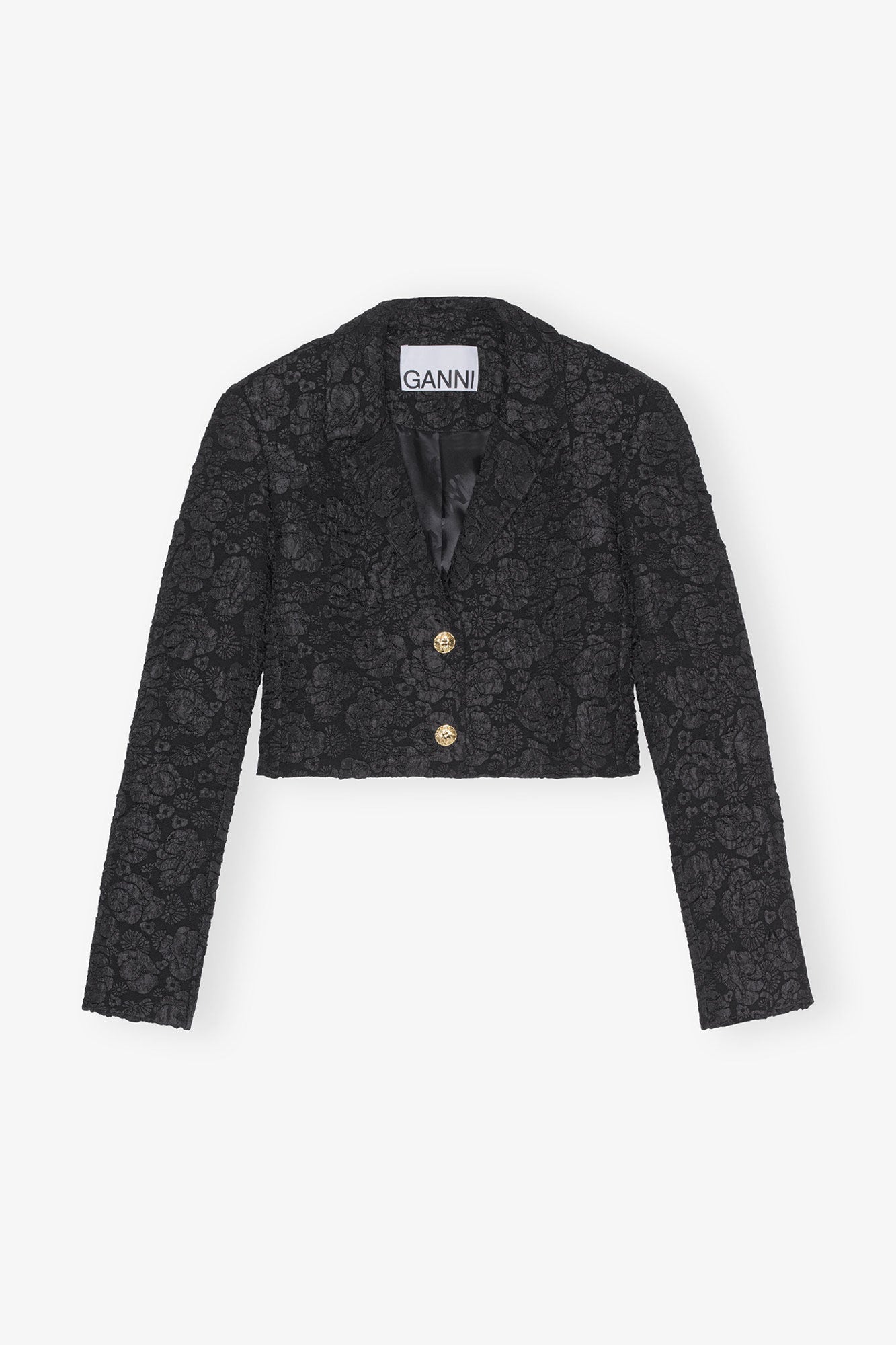 Stretch Jacquard Cropped Blazer | Black