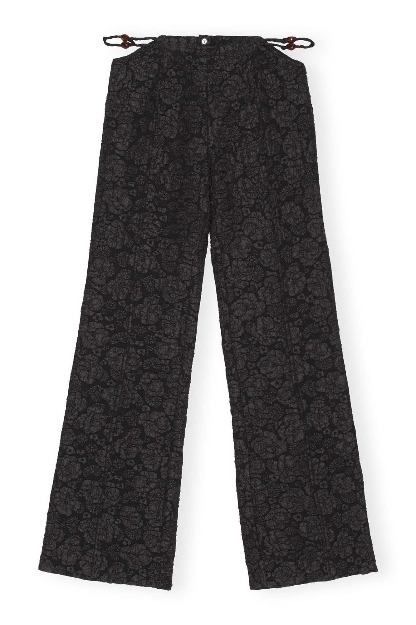 Stretch Jacquard Flared Trousers | Black