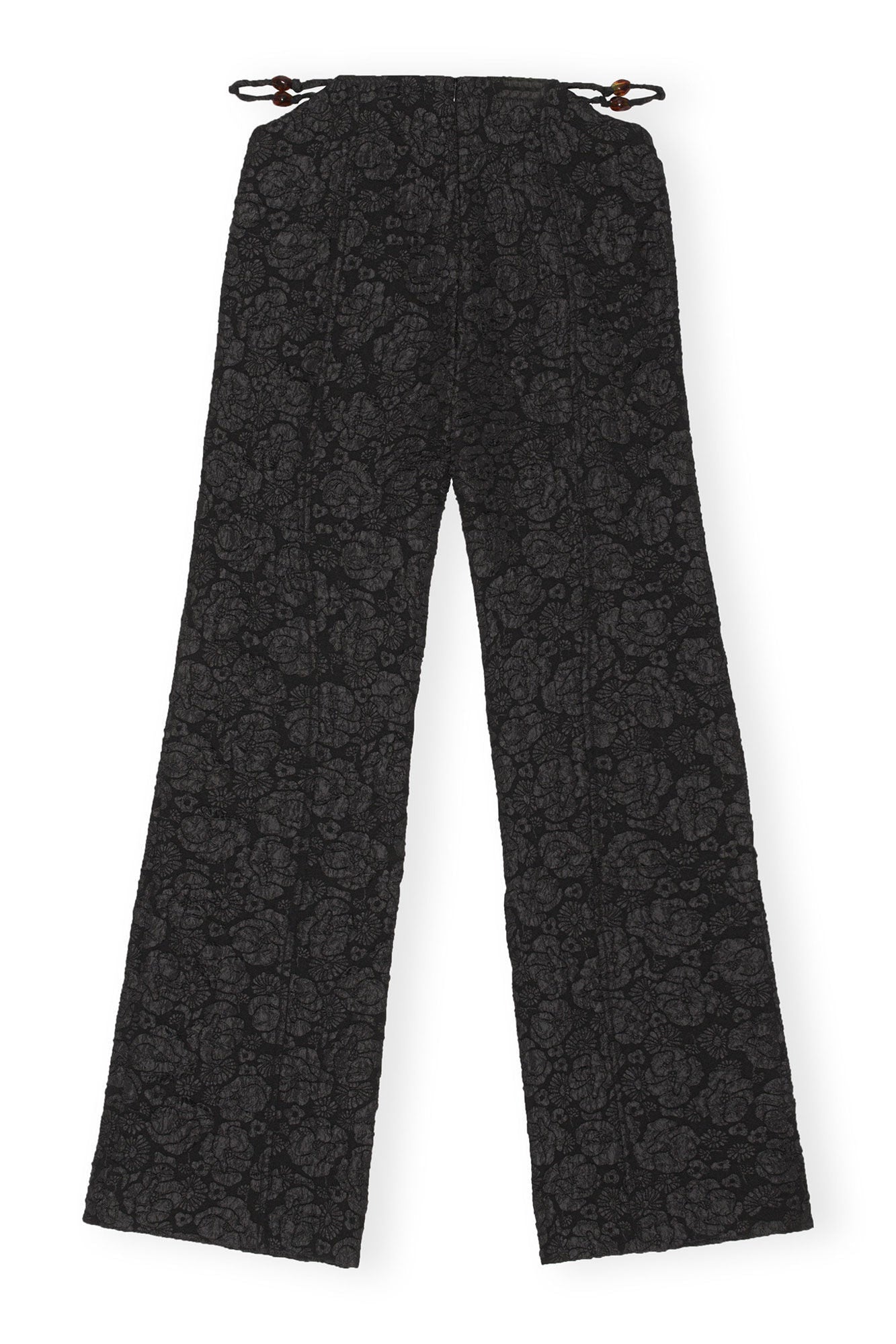 Stretch Jacquard Flared Trousers | Black