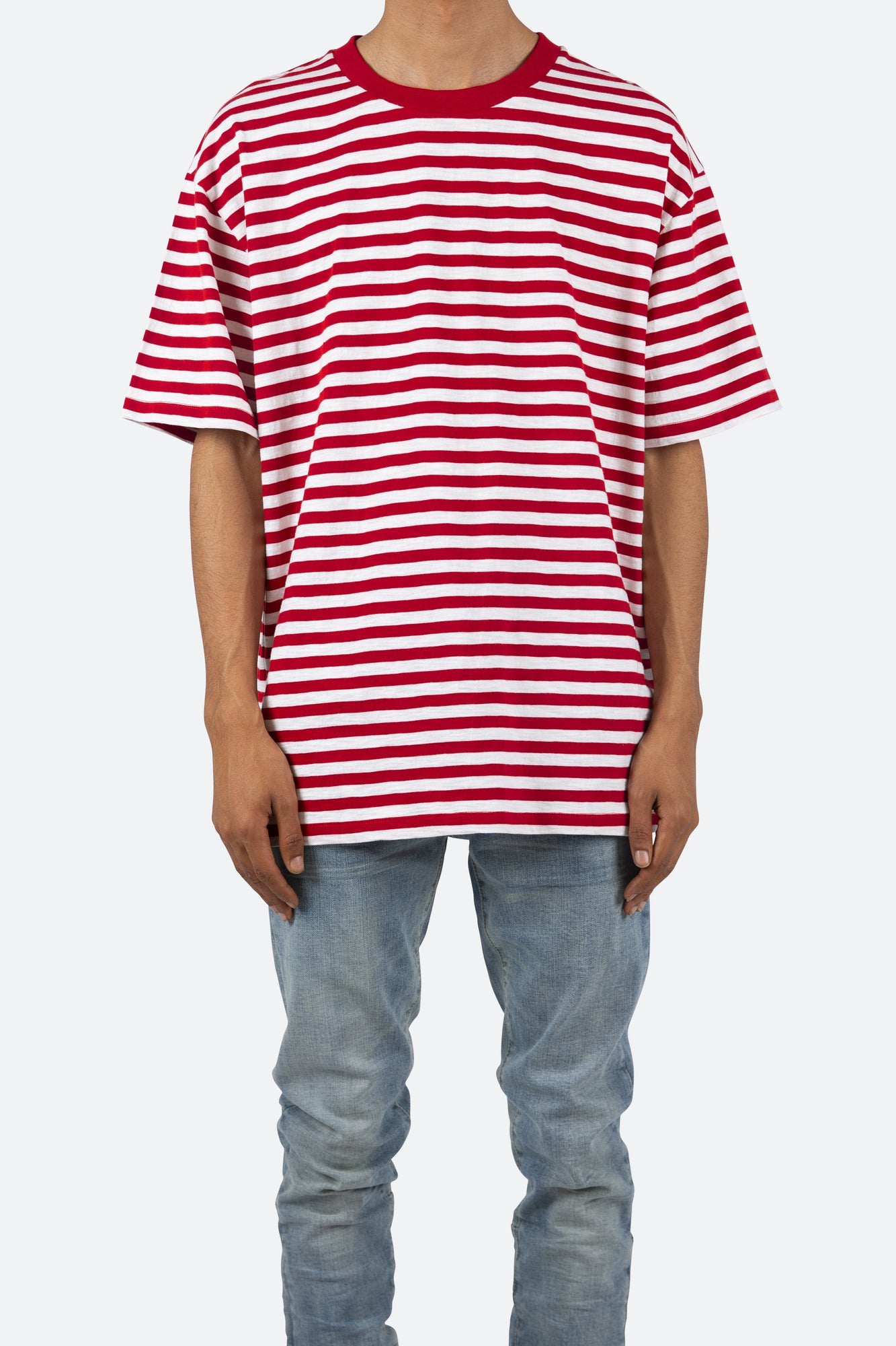 Striped Boxy Tee | Red x White