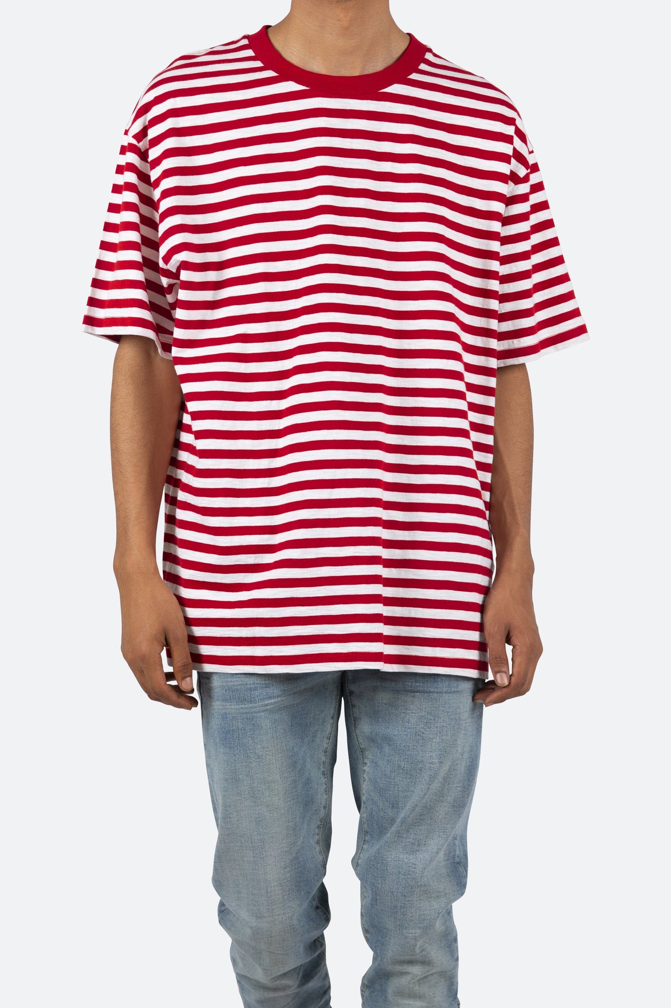 Striped Boxy Tee | Red x White