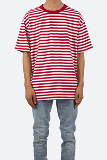 Striped Boxy Tee | Red x White