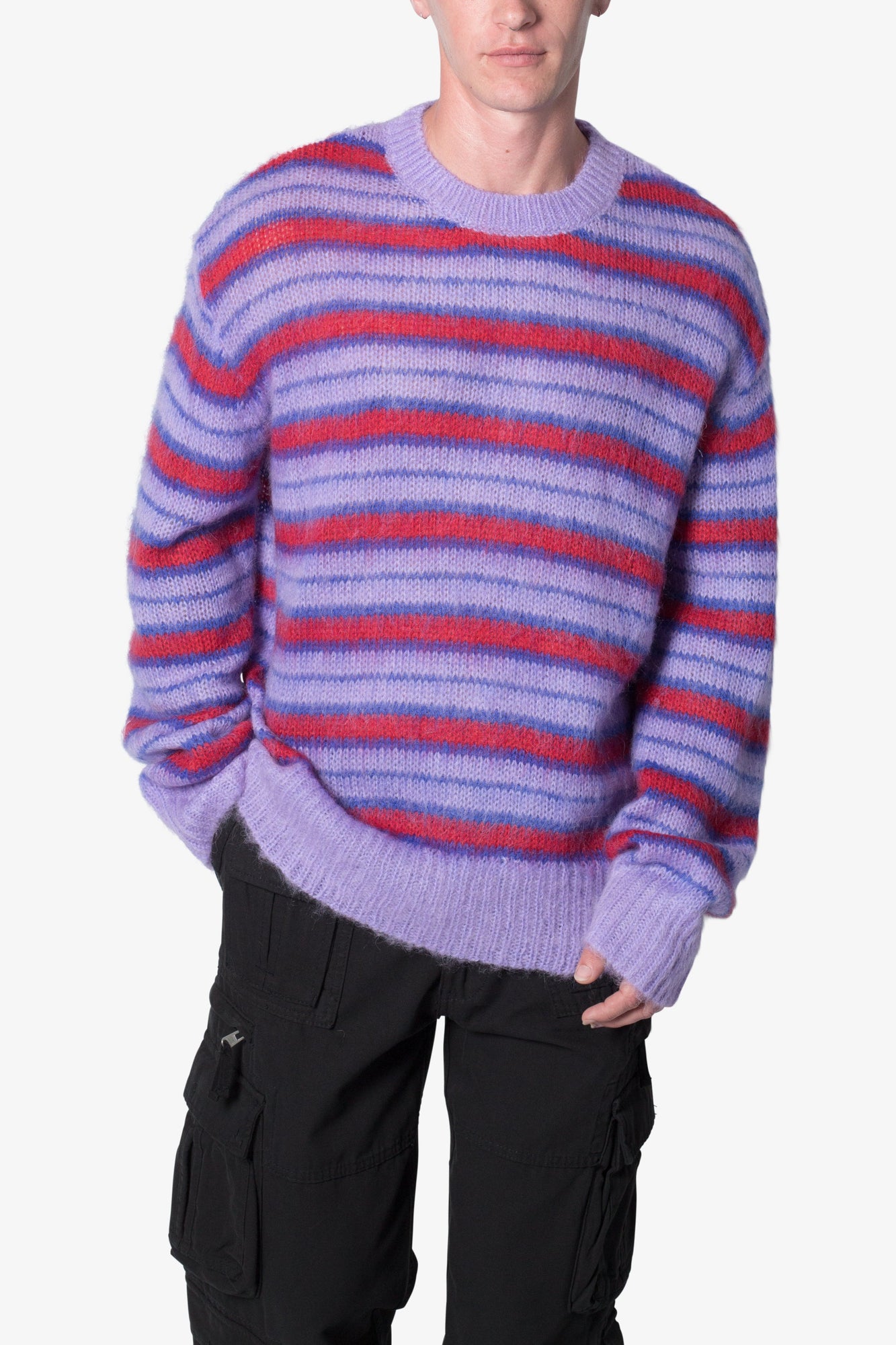 Striped Mohair Sweater | Purple