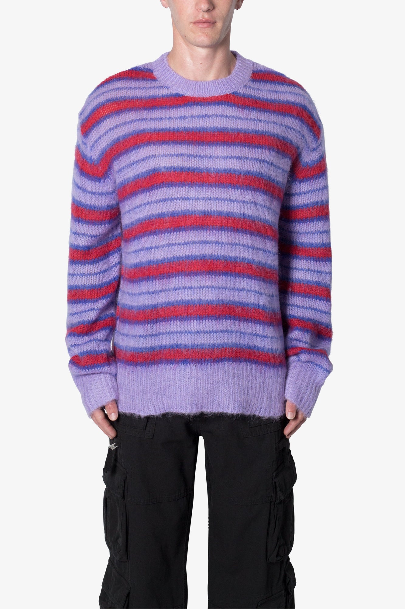 Striped Mohair Sweater | Purple