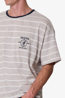 Striped Requiem Tee | Grey/White