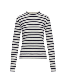 Striped Longsleeve Tee in Ribbed Cotton | Ivory/Navy