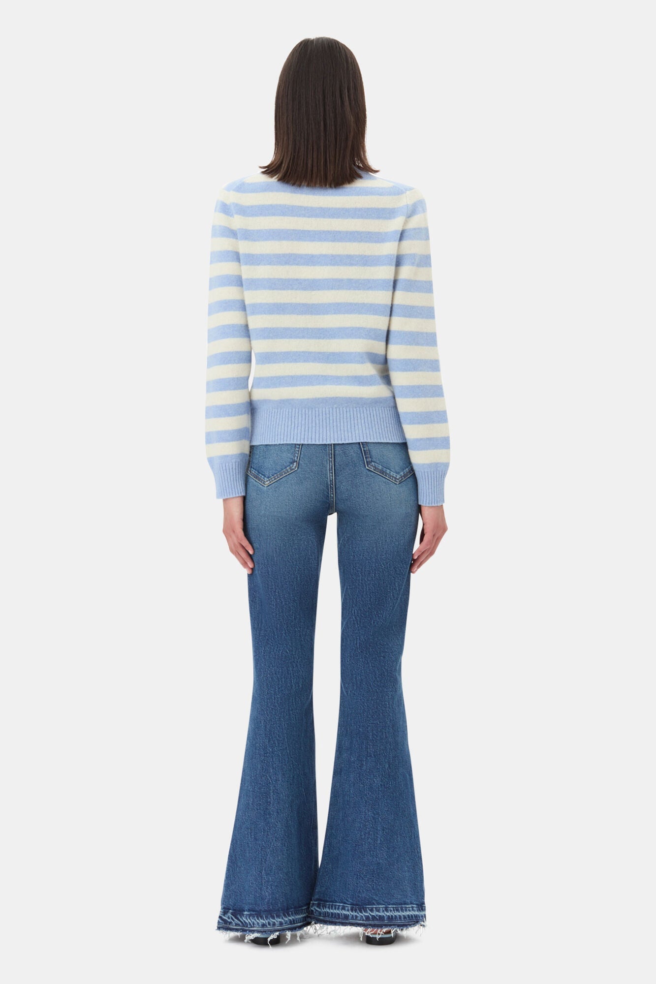 Striped Graphic Cat Jumper | Illusion Blue