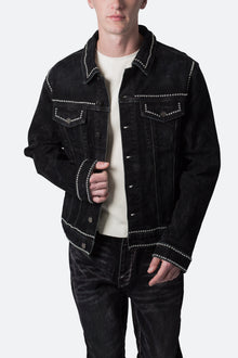 Studded Suede Denim Jacket | Black