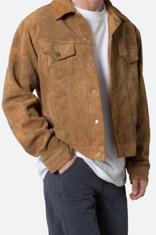 Suede Trucker Jacket | Brown