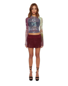 Suede Micro Mini Skirt | Raspberry