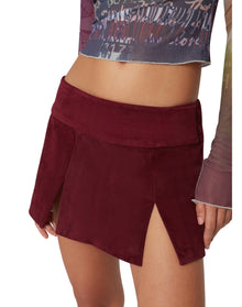 Suede Micro Mini Skirt | Raspberry