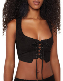 Suede Tie Top | Black