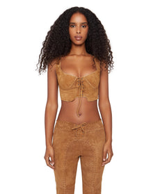 Suede Tie Top | Camel