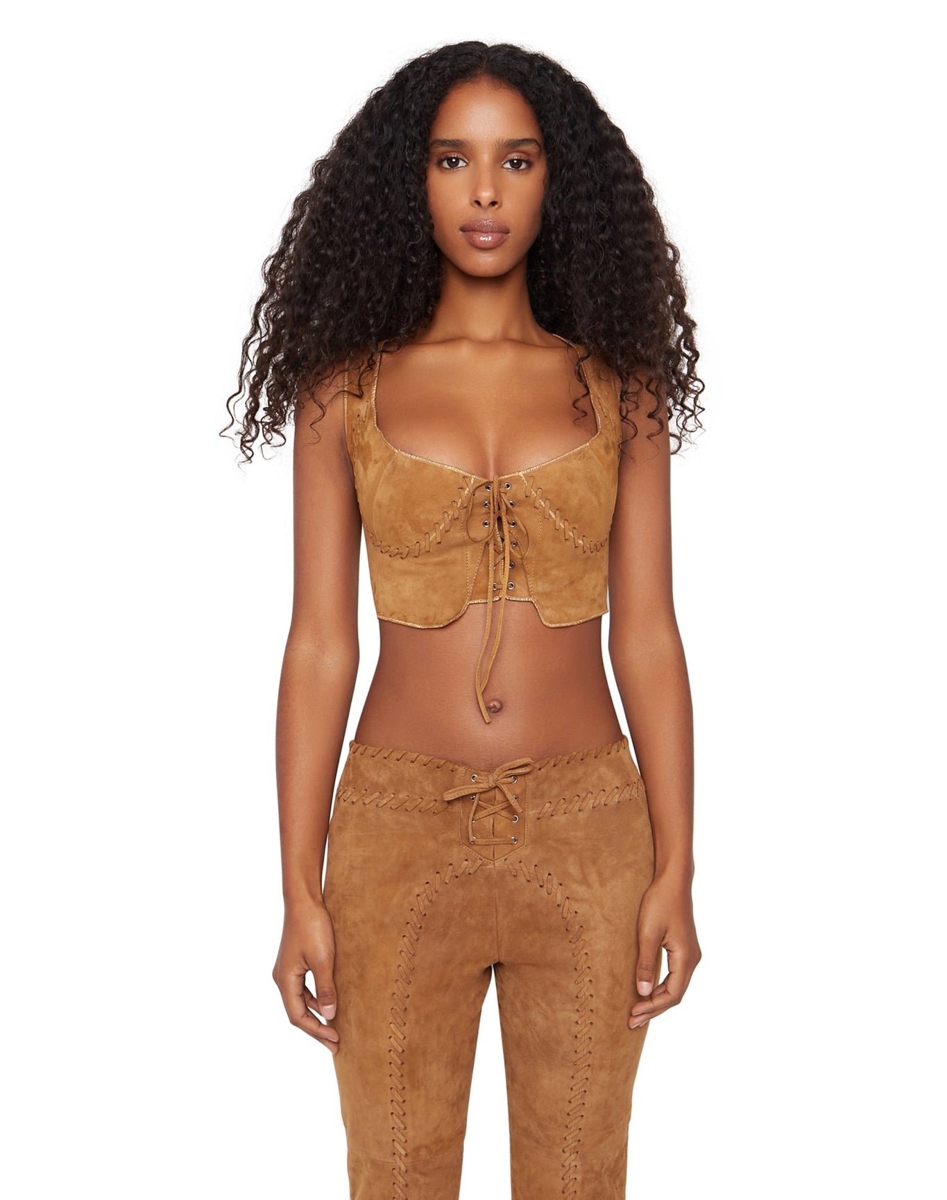 Suede Tie Top | Camel