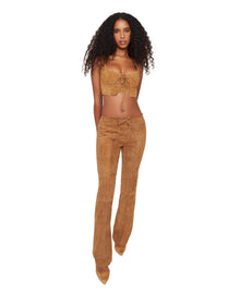 Suede Tie Top | Camel