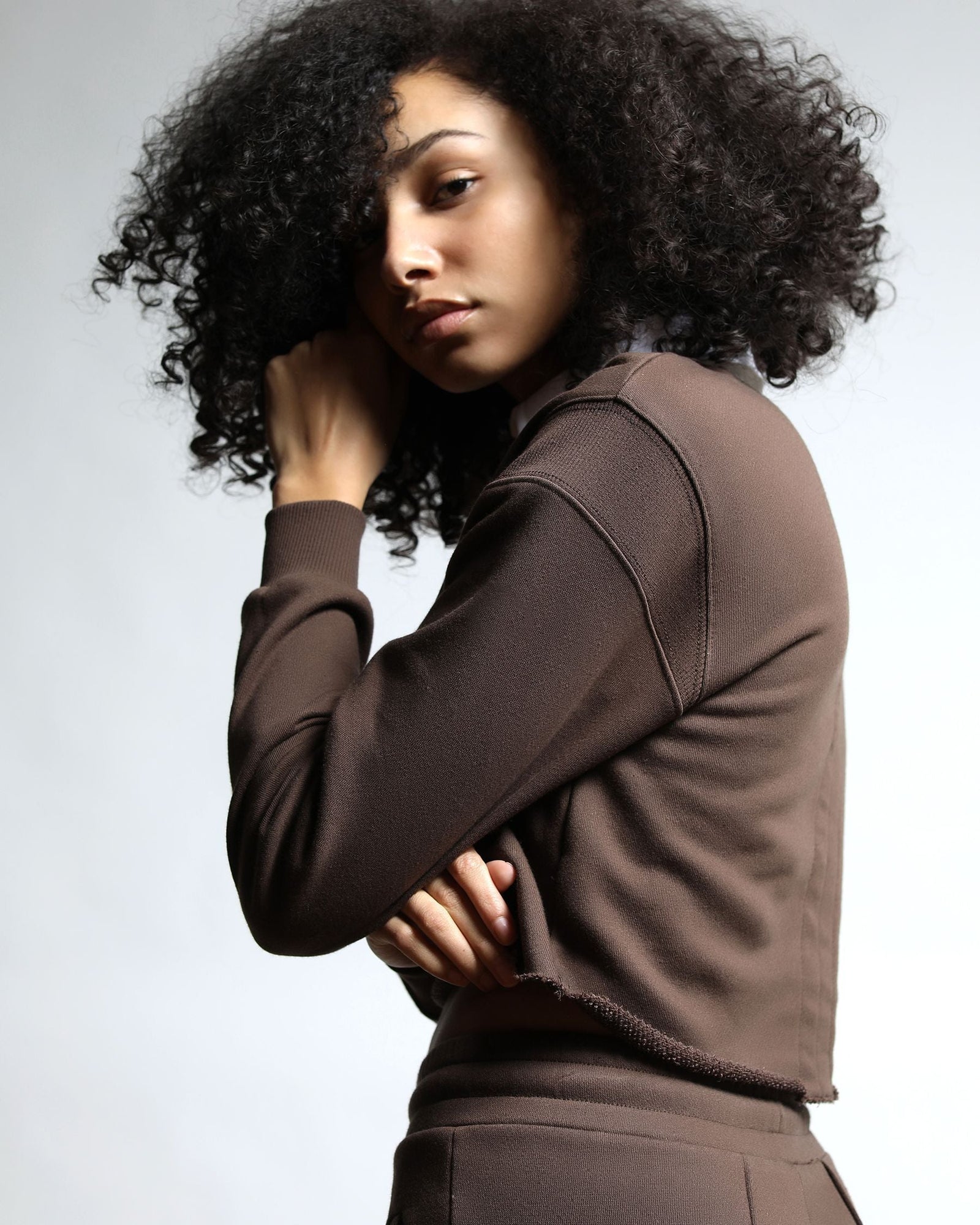 Womens | Sunnyside Terry Crop Top Polo | Umber