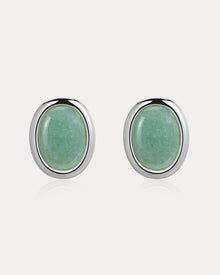 Sunset Stone Studs | Silver | Green Jade