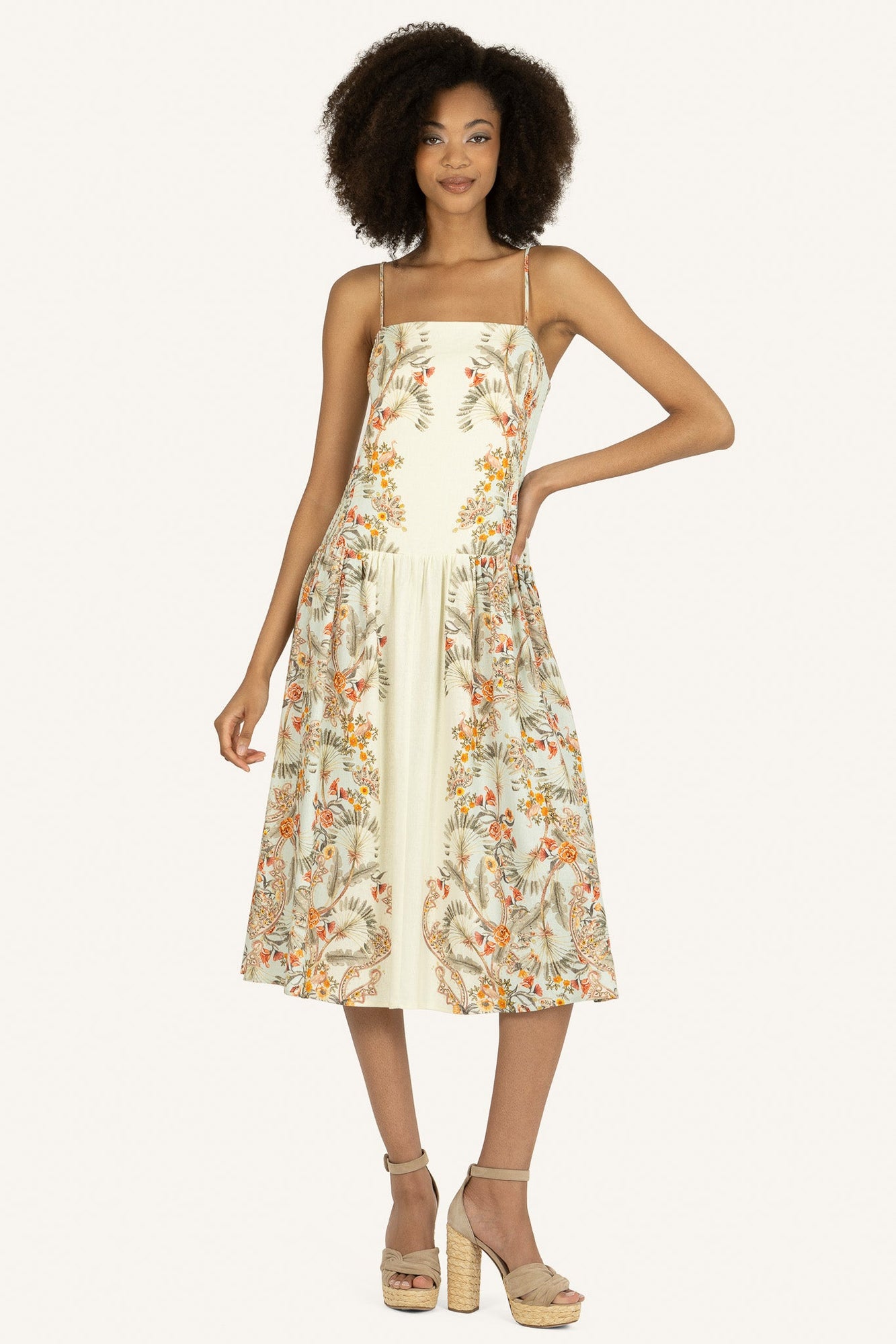 Suzy Dress | Natural Floral Road Print