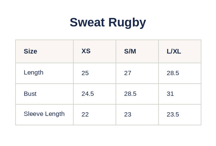 Product size guide