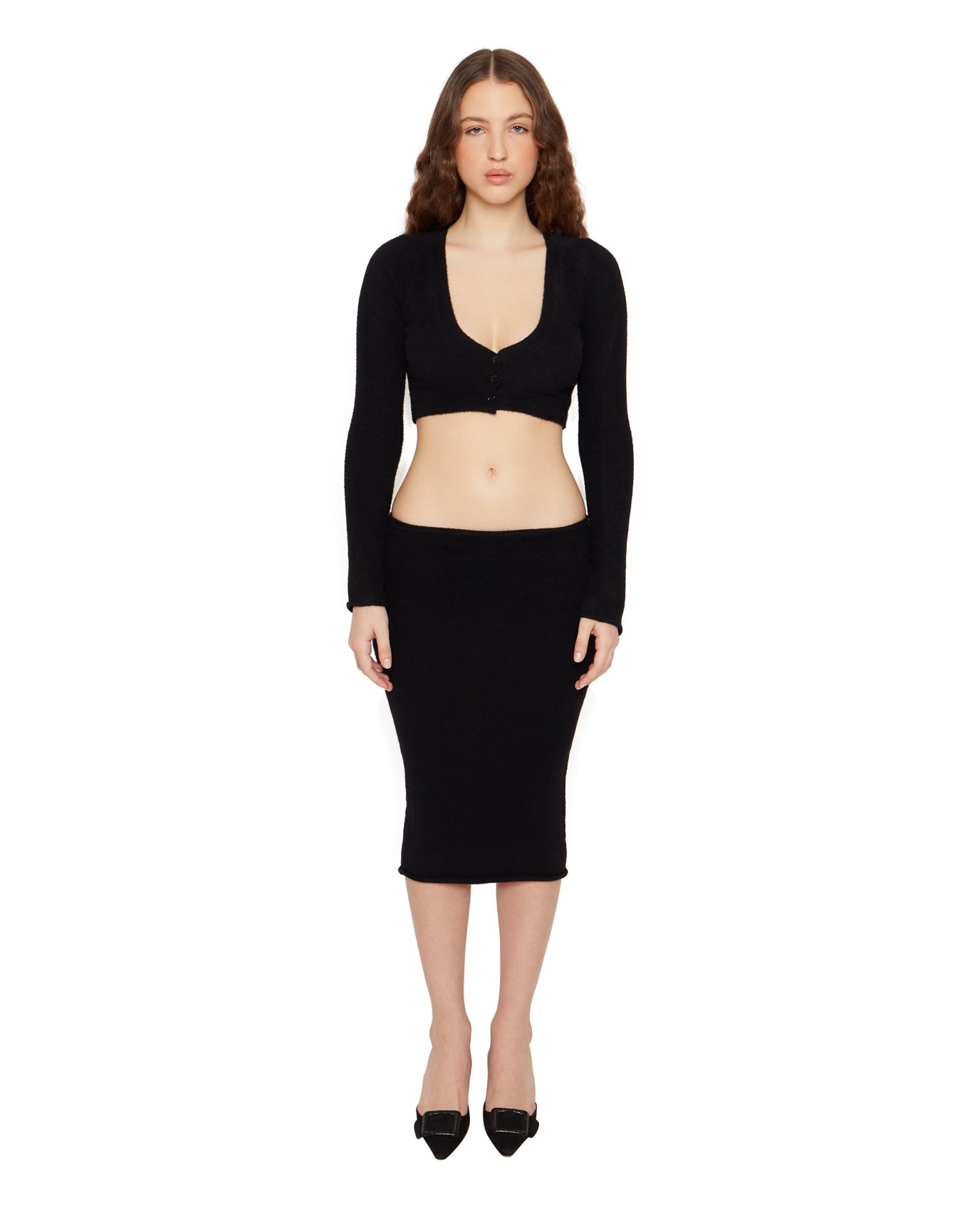 Sweet Knit Midi Skirt | Black
