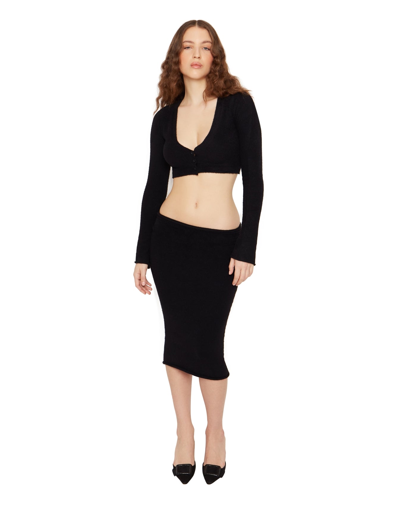 Sweet Knit Midi Skirt | Black