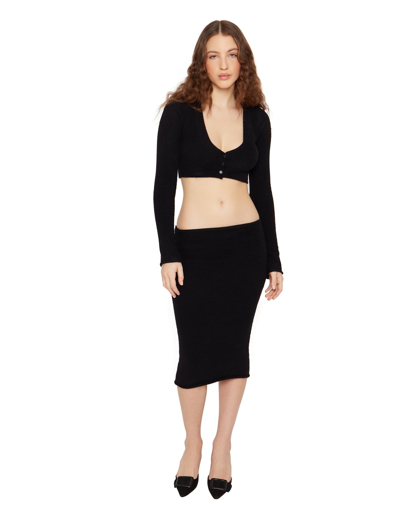 Sweet Knit Midi Skirt | Black