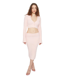 Sweet Rib Knit Midi Skirt | Light Pink
