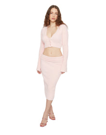 Sweet Rib Knit Midi Skirt | Light Pink