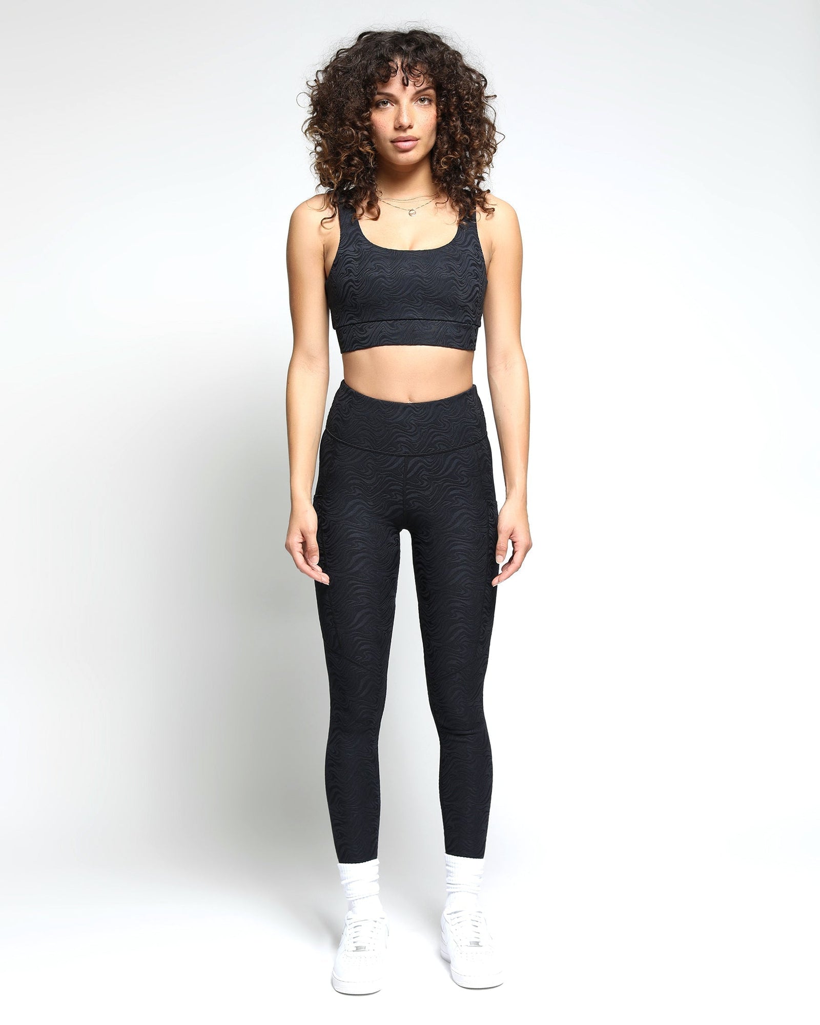 Womens | Swirl 3D Activewear Sports Bra | Jet Black