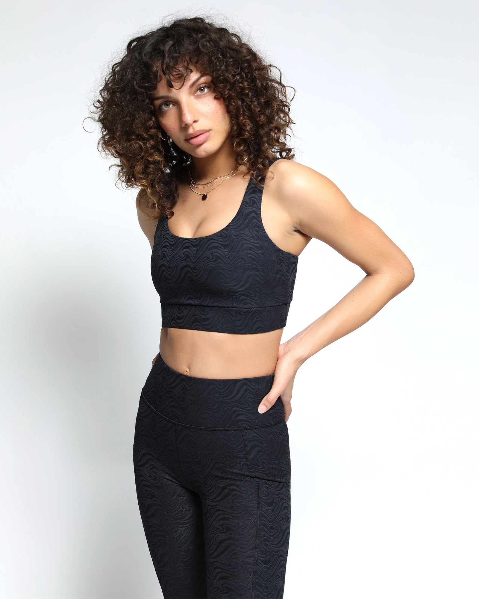 Womens | Swirl 3D Activewear Sports Bra | Jet Black
