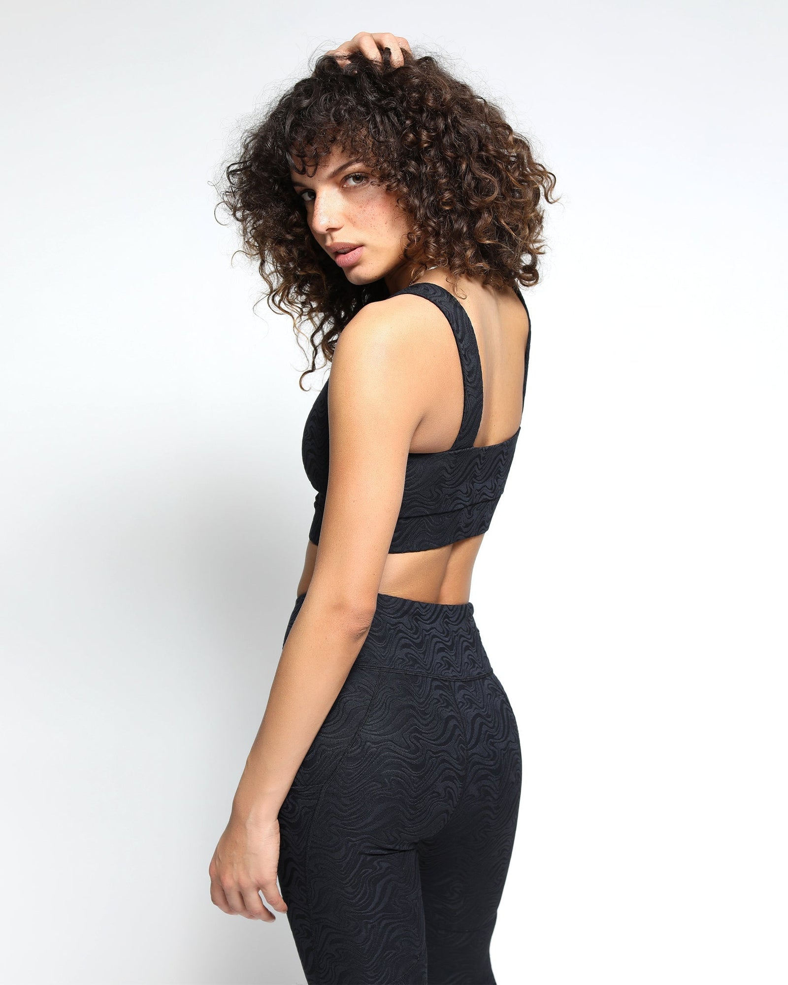 Womens | Swirl 3D Activewear Sports Bra | Jet Black