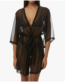 Swiss Dot Mesh Robe | Black