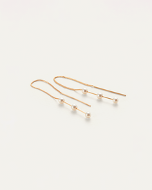 Glass Pearls | Sylvie Ear Threaders | 14K Gold Dipped Brass