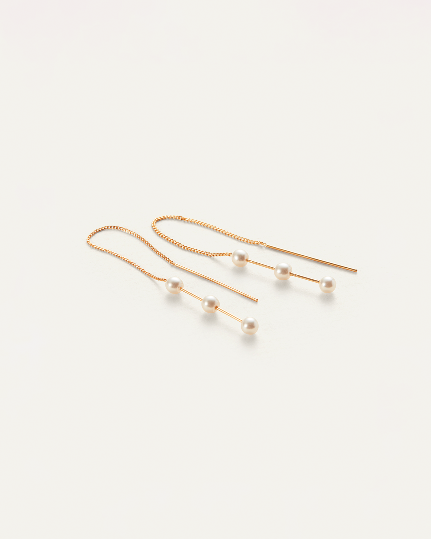 Glass Pearls | Sylvie Ear Threaders | 14K Gold Dipped Brass