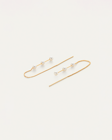Glass Pearls | Sylvie Ear Threaders | 14K Gold Dipped Brass