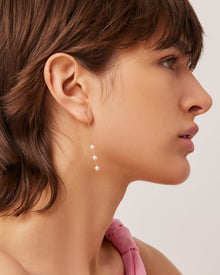 Glass Pearls | Sylvie Ear Threaders | 14K Gold Dipped Brass