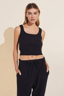 Recycled Boucle Cropped Tank | Black