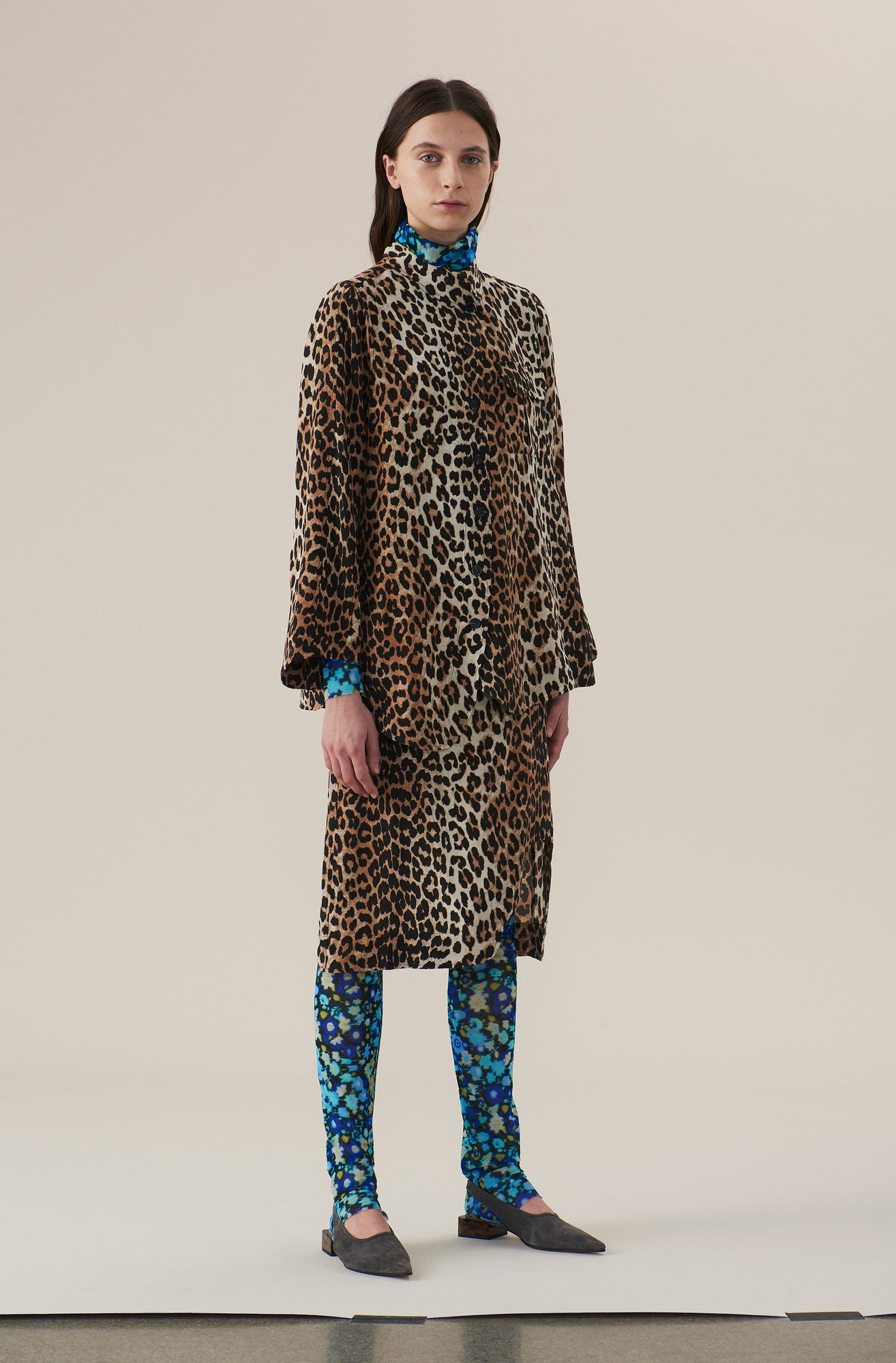 Floral Mesh Leggings | Azure Blue