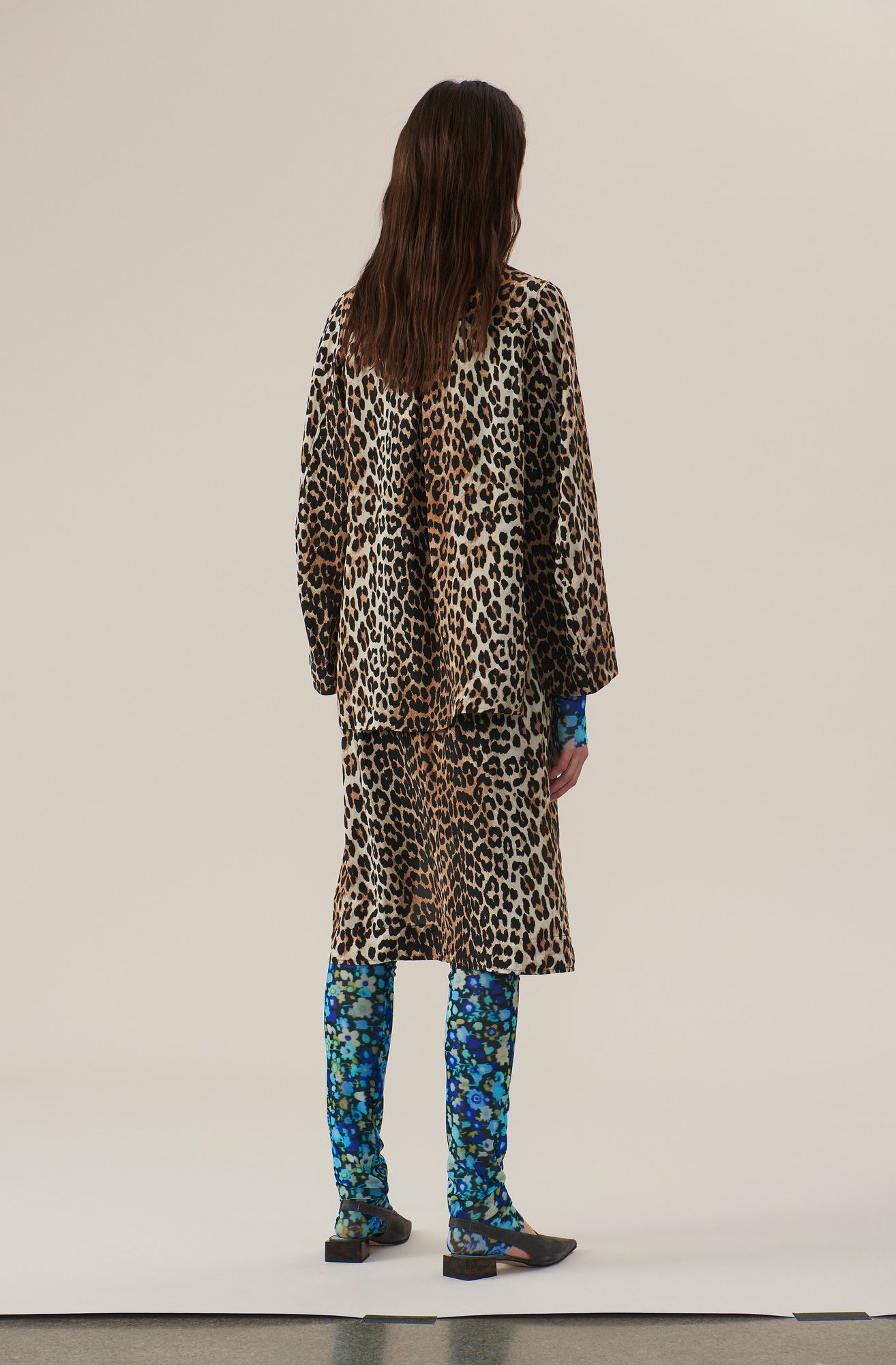 Floral Mesh Leggings | Azure Blue