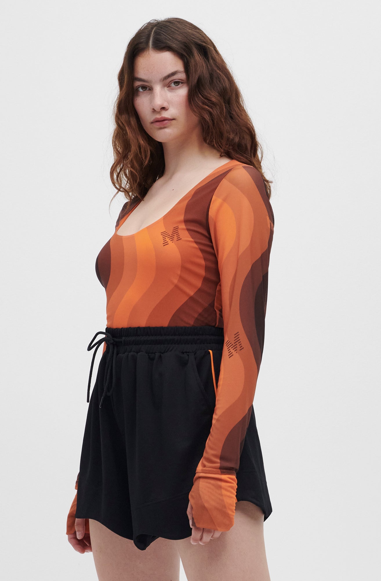 Printed Mesh Bodystocking | Orange Peel