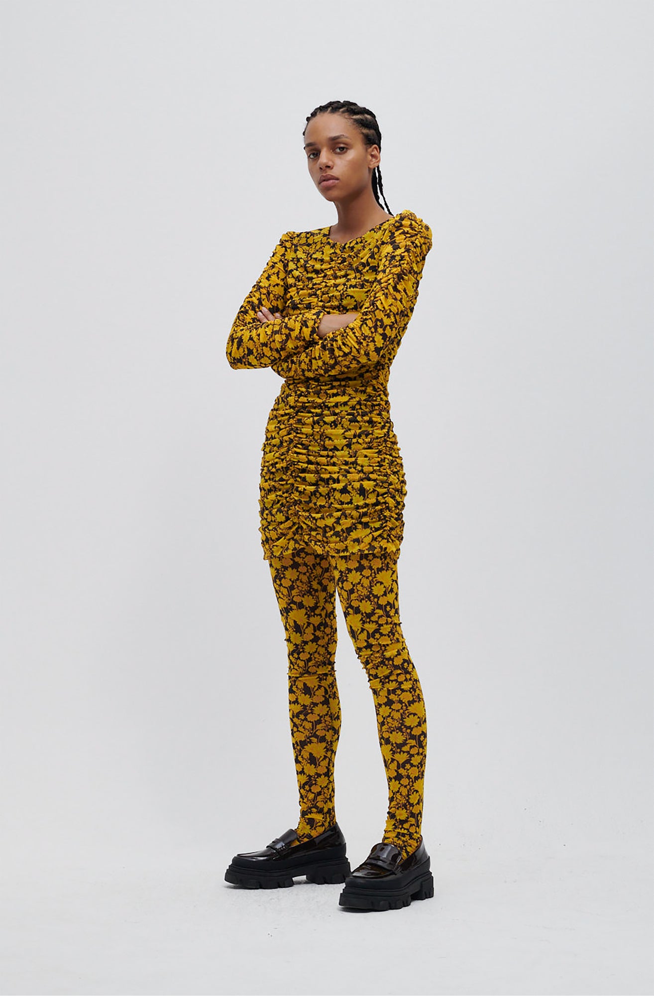 Floral Mesh Leggings | Spectra Yellow