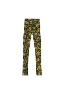 Printed Mesh High Waist Slim Leggings | Lemon