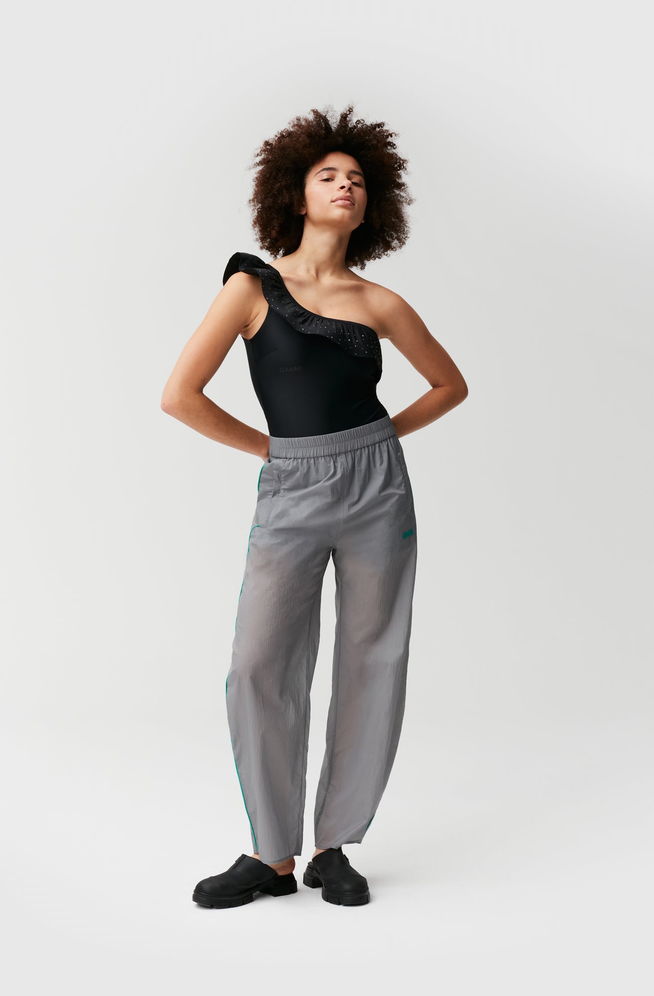 One Shoulder Bodystocking | Black