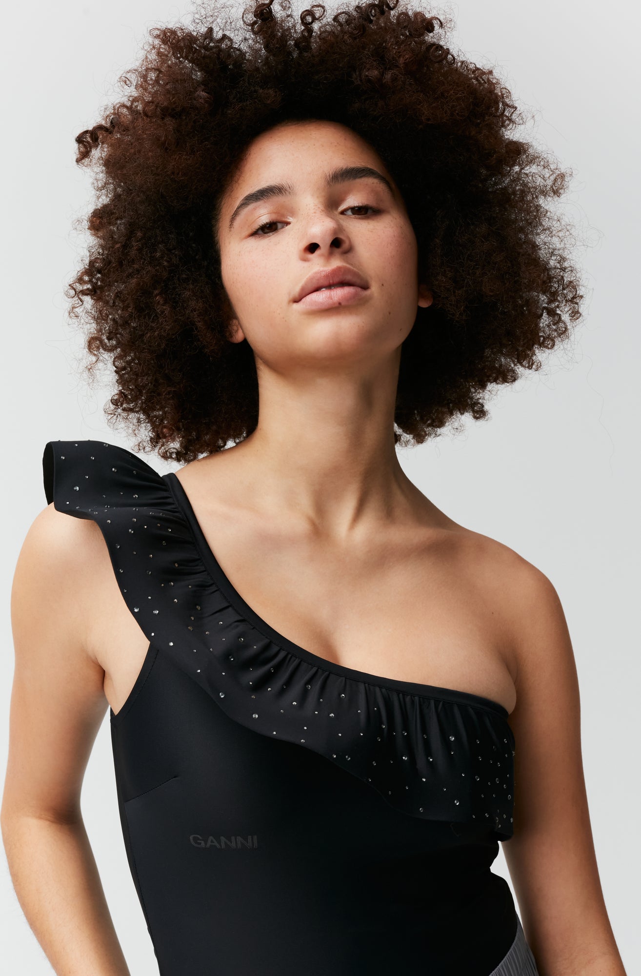 One Shoulder Bodystocking | Black