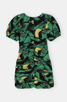 Ruched Mesh Mini Dress | Black