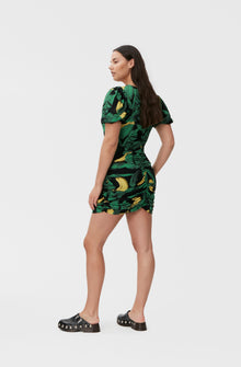 Ruched Mesh Mini Dress | Black