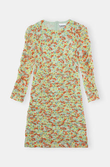 Printed Mesh Mini Dress | Meadow Celadon Green