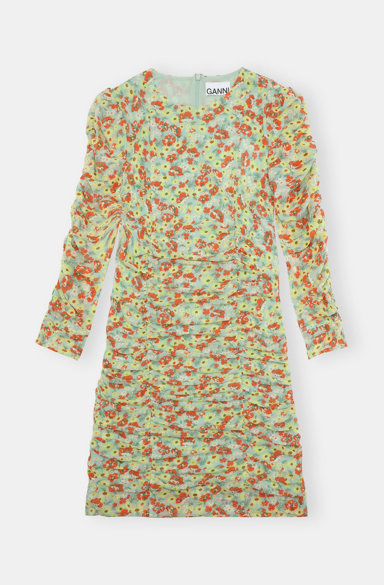 Printed Mesh Mini Dress | Meadow Celadon Green