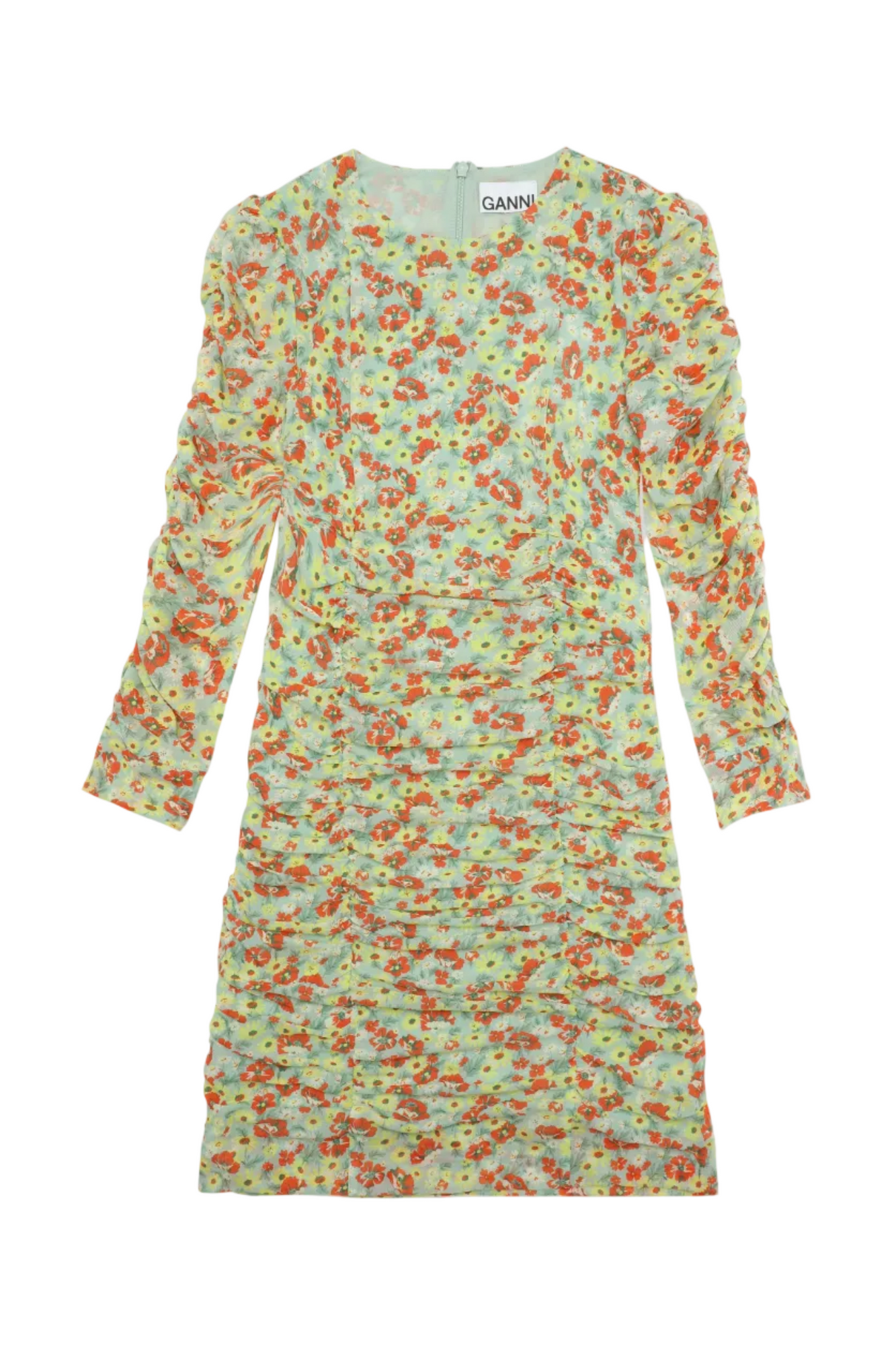 Printed Mesh Mini Dress | Meadow Celadon Green